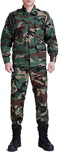 Noga Tarnanzug Kampf Regular Edition Bdu Uniform Militäruniform Bdu Jagdanzug Wargame Paintball Mantel + Pants (L, Wald Tarnung)