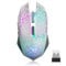 Uiosmuph M2 kabellos wiederaufladbar Gaming Maus Optische geräuschlos Mäuse mit Nano Empfänger 6 Tasten für Mac Notebook Desktop Laptop(White)