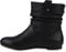 Stiefeletten Damen Schlupfstiefel Schnallen Stiefel Flach Boots Nieten Leder-Optik Schlupfstiefeletten Schuhe 120939 Schwarz 37 Flandell