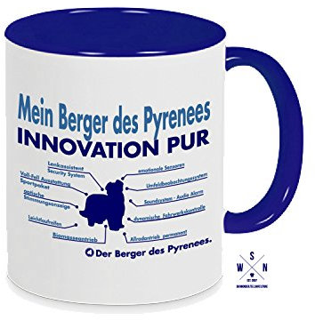 siviwonder Tasse Kaffeebecher Berger des Pyrenees Innovation Teileliste Hund blau Geschenk für Kaffeetrinker Hundebesitzer Büro lustige Tasse Becher für Hunde Fans Geschenkidee