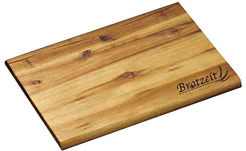 Kesper 1 Stück Brotzeitbrett mit Einbrand Brotzeit, rechteckig, 32 x 21 x 1.5 cm, FSC-zertifiziertes Akazienholz, Schneidebrett, Präsentationsplatte