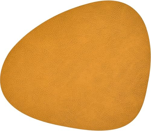 Lind DNA Tischset Curve L Recyceltes Leder Hippo Curry, Maße: 37cm x 44cm, 981091