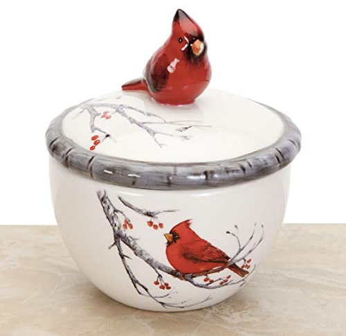 Bits and Pieces - Ceramic Cardinal Trinket Box - Cardinal Keepsake and Jewelry Box - Home Décor