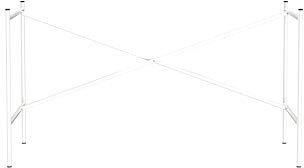 Tischgestell E2, idealer Arbeitstisch oder Zeichentisch (72 x 70 x 135 cm) mit versetzter Kreuzstrebe, Unterbau ohne Tischplatte für Schreibtisch, weiß