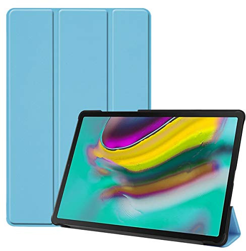 SATURCASE Case for Samsung Galaxy Tab S5e 10.5 SM-T720 T725, PU Leather Flip Foldable Folio Stand Protective Tablet Cover with Auto Sleep/Wake Function (Sky Blue)
