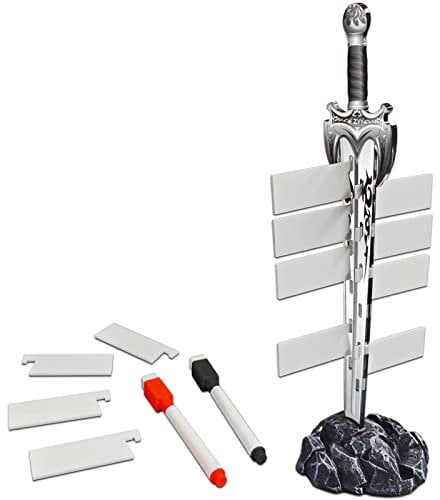 Initiative Tracker, lasergeschnittenes Acrylschwert in der Steinbasis, mit 12 radierbaren Flaggen, perfekt für D&D, Dungeons & Dragons, Pathfinder und andere Tisch-RPG