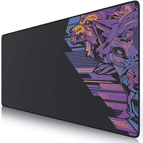 TITANWOLF XXL Speed Gaming Mouse Mat - Mouse Pad 900 x 400mm - XXL mousepad - table mat large size - improved precision and speed - rubber base for stable grip on smooth surfaces - non-slip