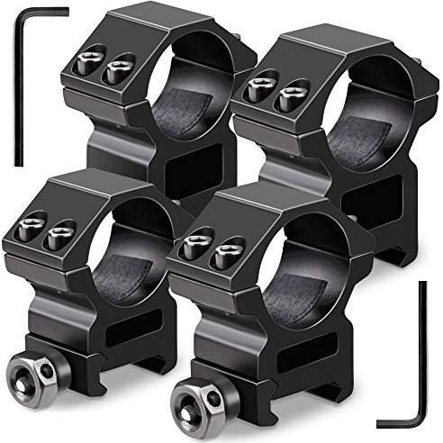 Modkin 1 Inch Scope Rings, 2 High Profile + 2 Medium Profile, Pack of 4 für Picatinny/Weaver Rail