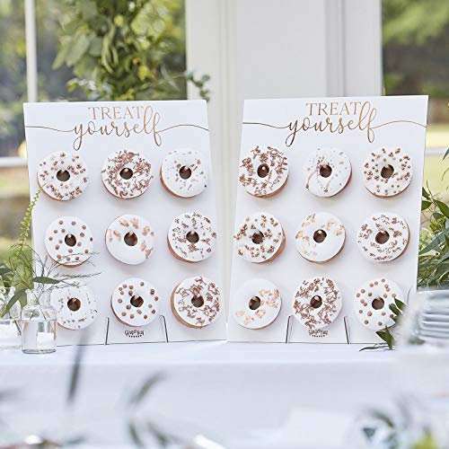 2 Stück XXL Donut-Wand / Donut-Ständer weiß & rosé-gold zum Aufstellen für 18 Donut - Back-Zubehör Präsentation Gebäck Backen Kuchen-Buffet Candy-Bar Zubehör Hochzeits-Deko Zubehör & Accessoires