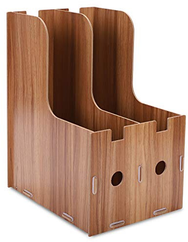 IBLUELOVER Porte-Revues en Bois Organiseur de Bureau Étagère à Livres Support Magazine Papier Document Livres Fichiers Journaux Stockage Boîte de Rangement 2 Compartiments Module de Classement