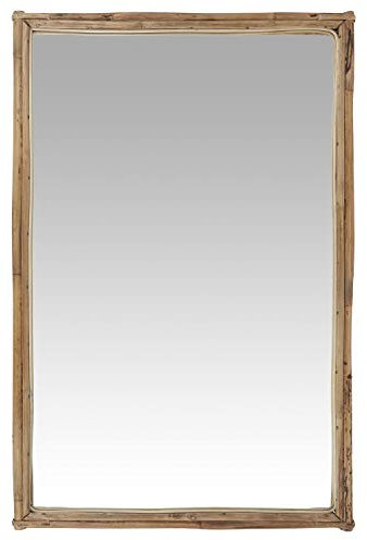 Ib Laursen Grand miroir mural à suspendre avec bord en bambou