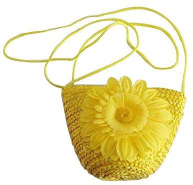 VOANZO Sweet Styles Straw Woven Crossbody Mini Small Single Shoulder Bag, Mobile Phone,Key.Wallet Purse（Yellow）
