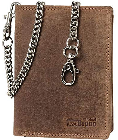 Portefeuille à chaîne format portrait, marron, m, Vintage