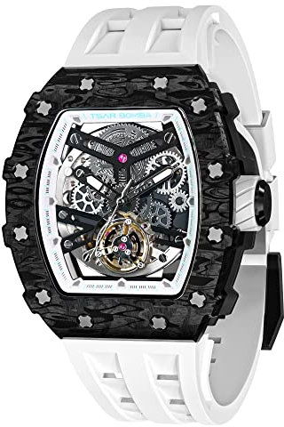 TSAR BOMBA Uhren Herren Armbanduhr Herren Automatik Uhr Herren Tonneau Analog Skelett Mechanische Herren Uhr Japanisches Uhrwerk Wasserdicht Klassische Luxus Armband Herren Geschenk Für Männer
