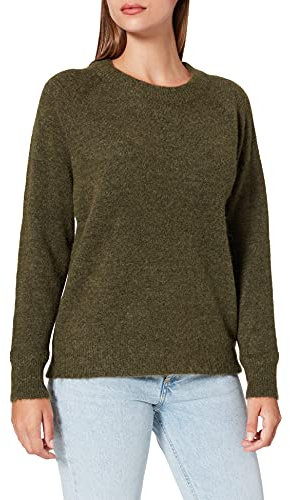 SELECTED FEMME BLACK Damen SLFLULU LS Knit O-Neck B NOOS Pullover, Kalamata/Detail:Melange, S