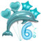 Delfin Blau Junge Folienballon 6.Geburtstag Junge Blau Delfin Luftballon Set XL Zahlen Ballon Zahl 6 Folienballon Meerestier Luftballons Numbers 6 Foil Balloon 6 Jahre Junge Sternfolie Luftballon