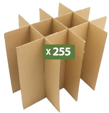 Pack and Move - Lot 255 croisillons de calage déménagement avec carton - Pour verres et bouteilles - 60 x 30 x 30 cm - Carton renforcé