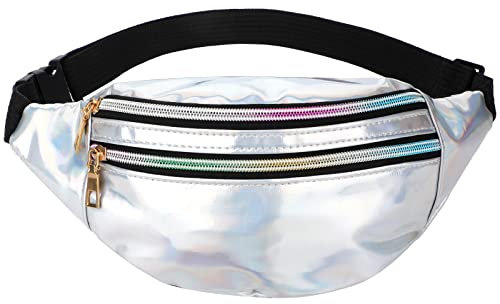 Leeboom Bauchtasche Damen Stylisch Wasserabweisend Bauchtasche Mädchen Gürteltasche Damen 80er, 90er Jahre Outfit mit 3 Reißverschluss Fächer für Party Festival Sport Travel