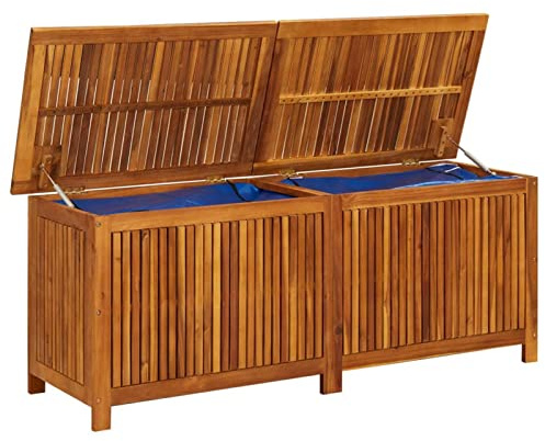 Gecheer Coffre de jardin en bois, coffre de rangement, coffre pour extérieur, coffre de jardin pour extérieur, grand coffre de jardin, 150 x 50 x 58 cm en bois massif d'acacia