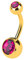 Piercingfaktor Bauchnabelpiercing Chirurgenstahl Bauch Bauchnabel Piercing Banane Stecker Anhänger mit Doppel Kristall Gold Pink 5mm x 8mm