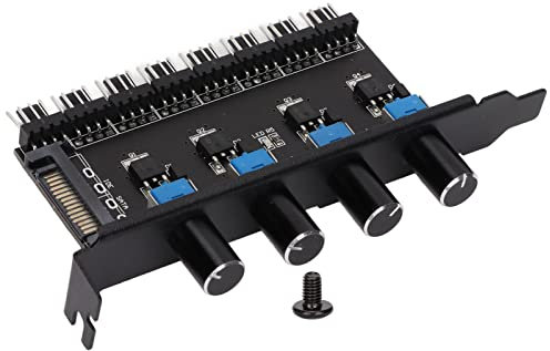 Elprico PWM-Lüfter-Hub, 8-Kanal-PC-Lüfter-Hub, PC-4-Knopf-Gehäuselüfter-Geschwindigkeitsregler, PC-Lüfter-Splitter-Adapter für CPU-Gehäuse, HDD, VGA-Wasserkühlung