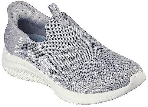 Skechers Women's Ultra Flex 3.0 Smooth Step Sneaker, Light Grey Knit Jersey Trim, 4.5 UK