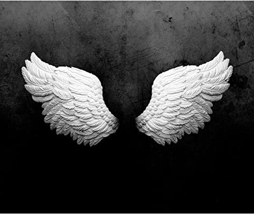 decomonkey Fototapete Flügel 350x256 cm Tapete Fototapeten Vlies Tapeten Vliestapete Wandtapete moderne Wand Wandbild Schlafzimmer Wohnzimmer Schwarz Abstrakte Kunst