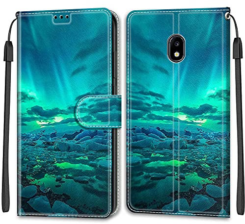 Feyten Kompatibel mit Samsung Galaxy J3 2017/J330 Hülle, Handyhülle Samsung J3 2017/J330, Galaxy J3 2017/J330 Schutzhülle Wallet Leder Klappbar Magnet Klapphülle Flip Case Cover (Aurora)