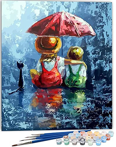 SULISO Peinture par Numero Adulte, Kit Peinture Adulte Enfant Comprend des Peintures Acryliques et des Pinceaux Sans Cadre,Enfance 40x50 cm