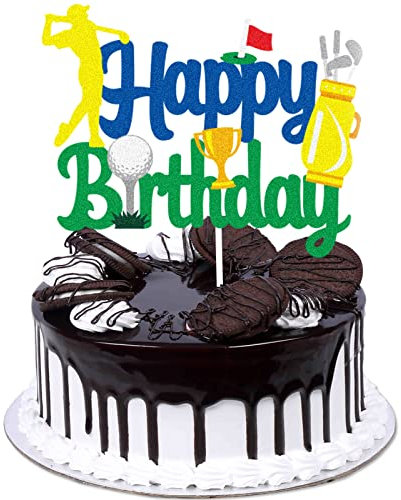 Golf Happy Birthday Cake Topper - Golf Ball Player Cake Topper For Men Sports Birthday Party Supplies - Golf Birthday Party Decoration for Golfer Fans