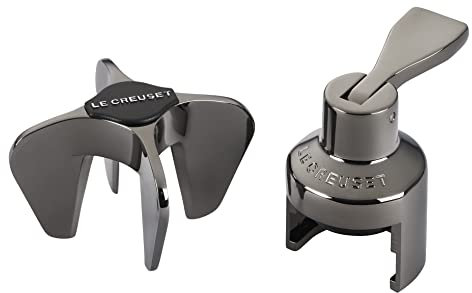 Le Creuset Champange Star and Champagne Crown, Wine Accessories Gift Set, GS102, Black Nickel, 49816000060000