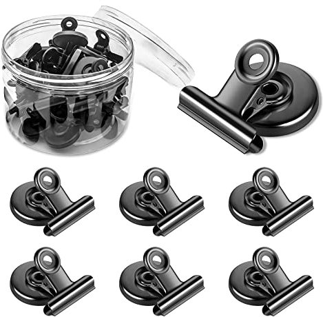 Clips magnéticos, 10 piezas Imán de refrigerador Clips, Imán de nevera Clips para hogar, oficina, escuela (Negro)