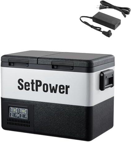 Setpower PT35 Car Refrigerator with AC Adapter,35L Dual Zone Portable Freezer,12 Volt Refrigerator Electric Cooler for Car camping, RV,Truck,Vehicles,Travel and Home Use,12/24V DC & 110/240V AC,0℉-50℉