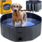 Piscina grande plegable para perros, 100 x 30 cm, piscina de jardín antideslizante con válvula de drenaje, capacidad de 230 l, ideal para 1-2 perros