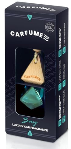 Carfume Bossy Car Air Freshener Original | Premium Woody Sandalwood, Cedar & Citrus Fragrance | Luxury Blue Recyclable Scented Diffuser For Men - Odour Eliminator - UK Made Car Accessories