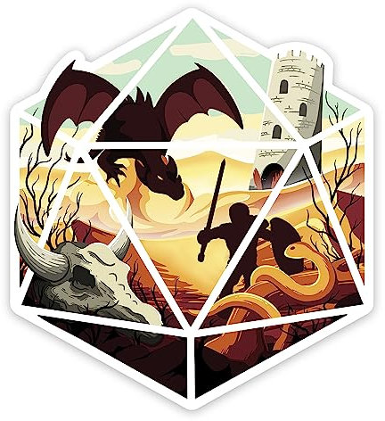 Glassstaff Dragon d20 DND Aufkleber - Süße Dungeons und Drachen Lustige Aufkleber - Minimale Ästhetische Aufkleber - Coole Aufkleber für Teen Erwachsene - Wasserdichte Aufkleber für Laptop, Telefon,