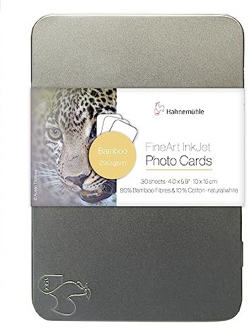 Hahnemühle Inkjet Fotokarten, Mini Foto-Postkarten, Bamboo, matt, naturweiß, 30 Blatt, 10x15cm