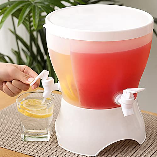 Junerain Rotierender Getränkespender mit Wasserhahn, 3 Fächer, Kühlschrank-Wasserspender, großer Kühlschrank, kalter Wasserkocher, Obst-Wasserbehälter, Getränkekühler for Sommerparty, Büro,