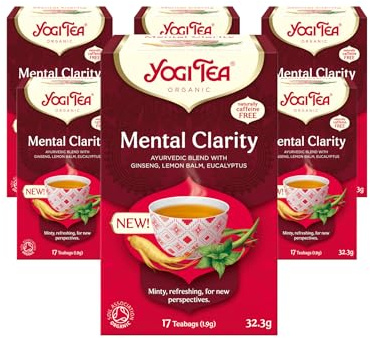 Yogi Tea, Mental Clarity, Organic Herbal Tea, Naturally Caffeine Free, Blend of Ginseng, Eucalyptus and Lemon Balm, 6 Packs of 17 Tea Bags (102 Teabags Total)