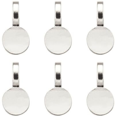 50pcs Glue On Pendant Bail Jewellery Findings Circular Base for Jewellery Making, Antique Silver