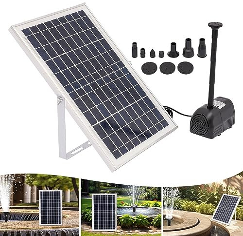 GramStudio Solar Springbrunnen, 1000L/h Teichpumpe Solar, 17V/10W Solar Fountain Gartenteich Pumpe, für Vogelbad/kleinen Teich/Garten/Wasserzirkulation, BG100159