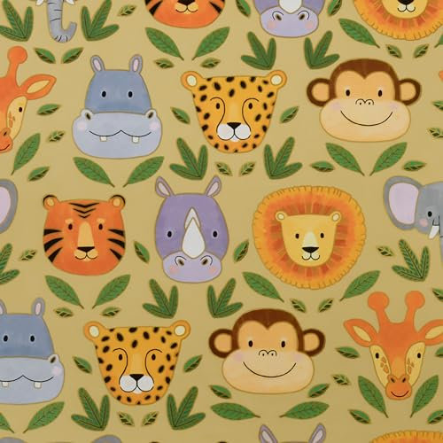 Rouleau de papier cadeau animaux sauvages - 70 cm x 2 m - Papier cadeau avec motif animaux - Rouleau de papier cadeau pour anniversaire d'enfant - Papier d'emballage coloré et papier d'emballage -