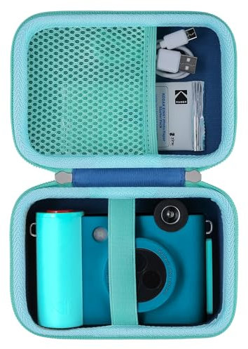 Khanka Hard Travel Case Compatible with Kodak Smile+ Digital Instant Print Camera with Shoulder Strap,Protective Portable Storage Cover for 2x3” Photo Prints,Blue(Case Only)