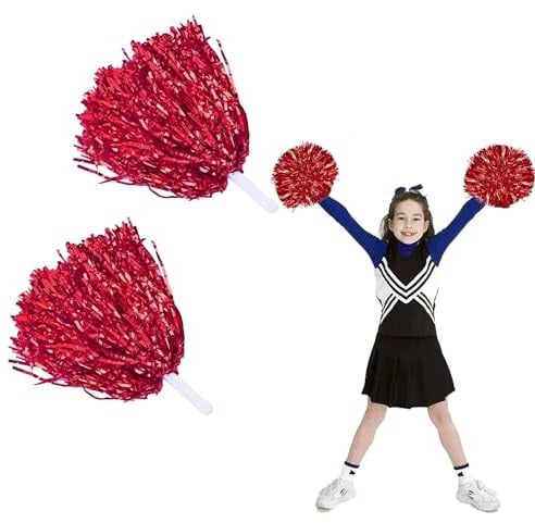 2 Stücke Cheerleader Pompons, Sport Pompons Cheers Ball, Cheerleading Pompons Tanzpompons, Bright Metallic Cheers Ball, für Sportveranstaltungen Tanz Nacht Party Ballspiele Karnevalspartys Verwendet