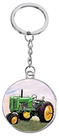 Porte Clés Original, Tracteur, Agriculture, Terre, Champs, Culture, Nature, Agriculteur, Avec ou Sans Prénom, Bijou de Sac, pour Homme et Femme (Style 3 sans Prénom)