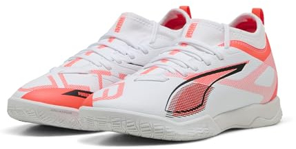 PUMA Ultra 5 Match IT + MID JR Fussballschuh, White Black-Glowing RED, 38 EU