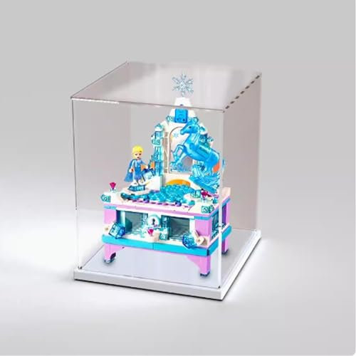Acryl-Vitrine für Lego 41168 Schmuckkästchen Modell, staubdichte transparente Acryl-Vitrine, Aufbewahrungsbox (Modell nicht im Lieferumfang enthalten) (weißer Boden)