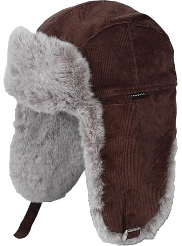 bugatti Fliegermütze mit Ohrenklappen - warme Wintermütze für Herren - Tschapka mit Kunstpelz - One Size Pepper