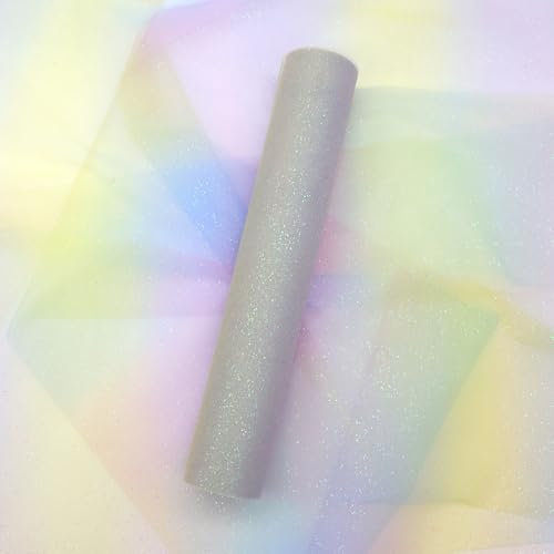 YDHfdc Tischläufer Regenbogen Glitzer 30cm x 9m Tüllstoff Farbverlauf Tischband Tüllband tüll für Schultüte Regenbogen für Hochzeit Party Dekorationen Handwerk