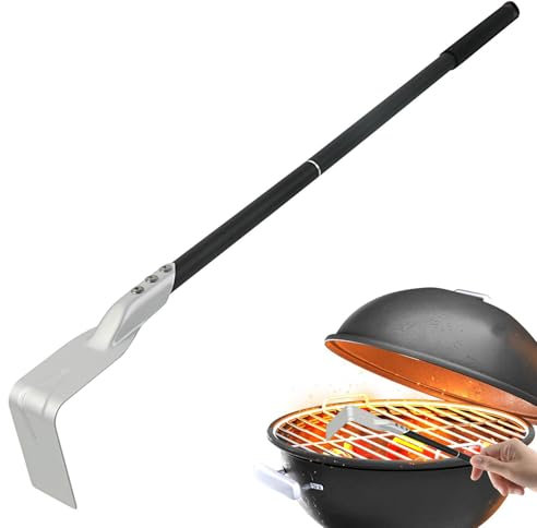 Outil de tisonnier à cendres de barbecue – Râteau à cendres pour four à pizza – Grattoir à cendres à long manche pour cuisinière et barbecue – Râteau à charbon de bois et four à pizza